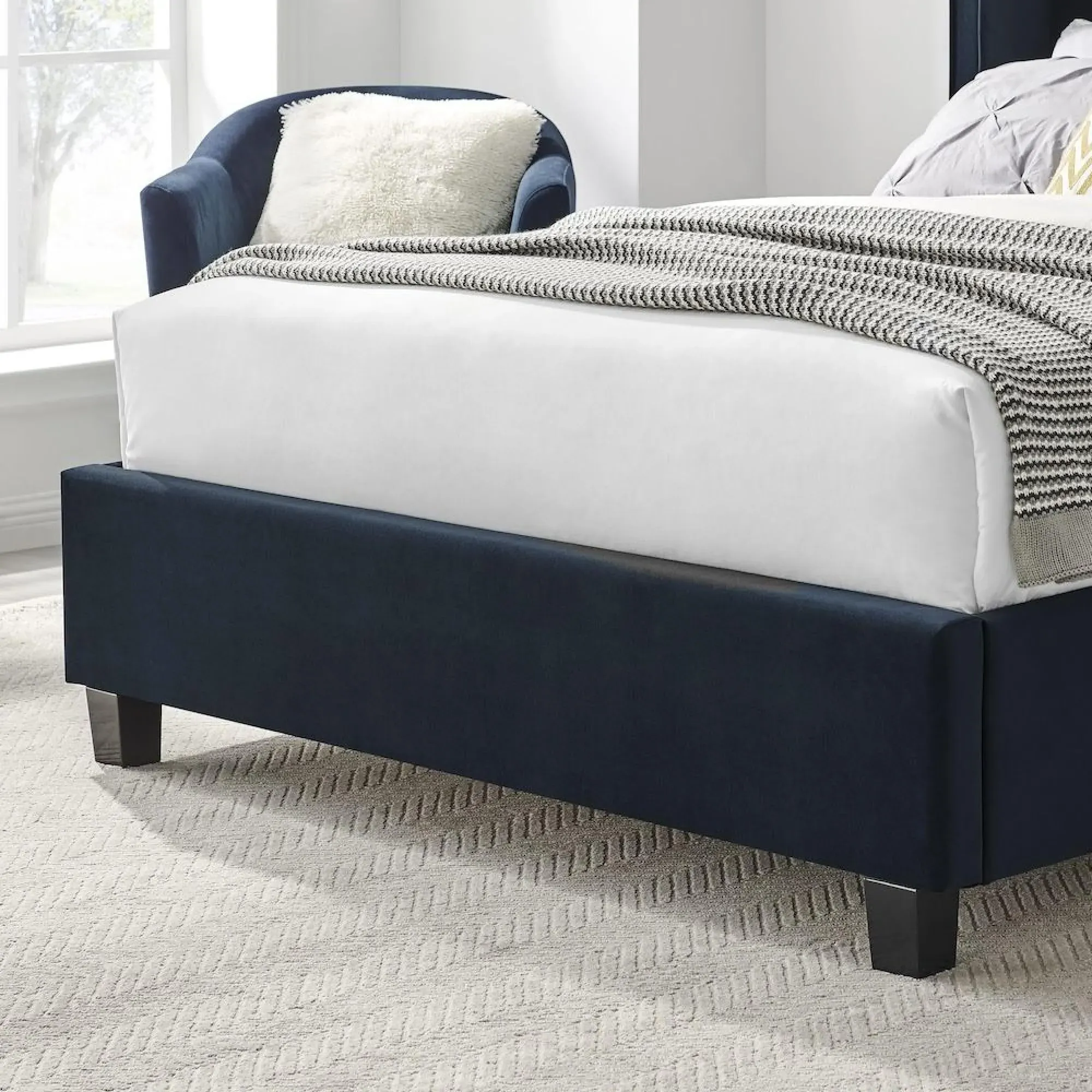 Posey Fabric Bed - Navy Blue