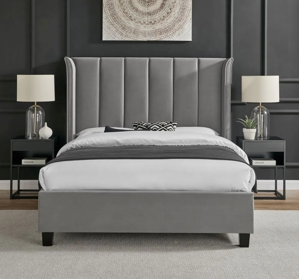 Posey Fabric Bed - Silver
