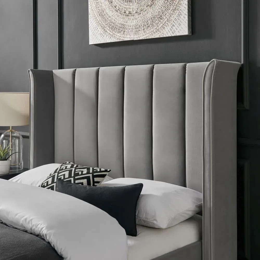 Posey Fabric Bed - Silver