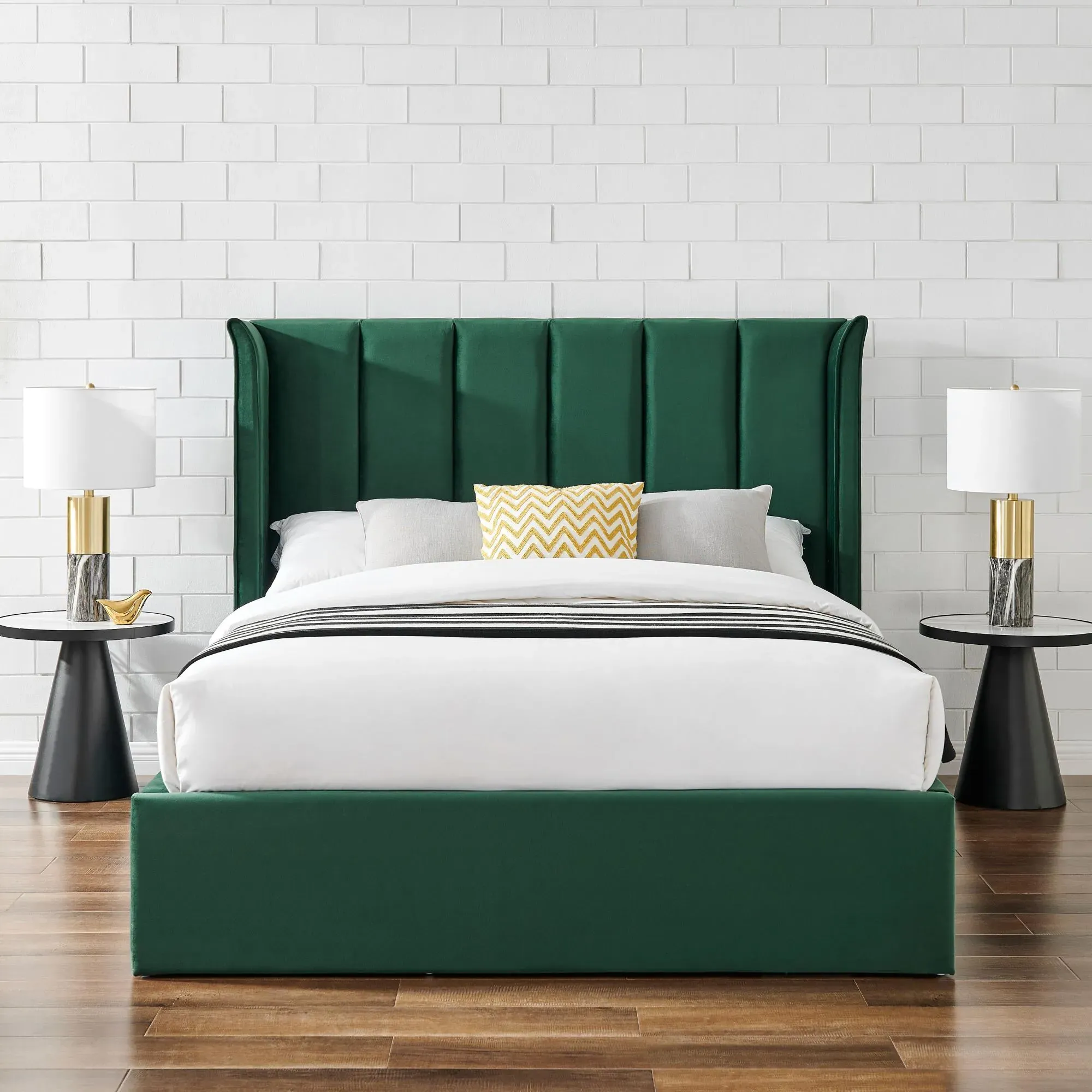 Posey Ottoman Bed with Storage - Emerald Green, Fabric