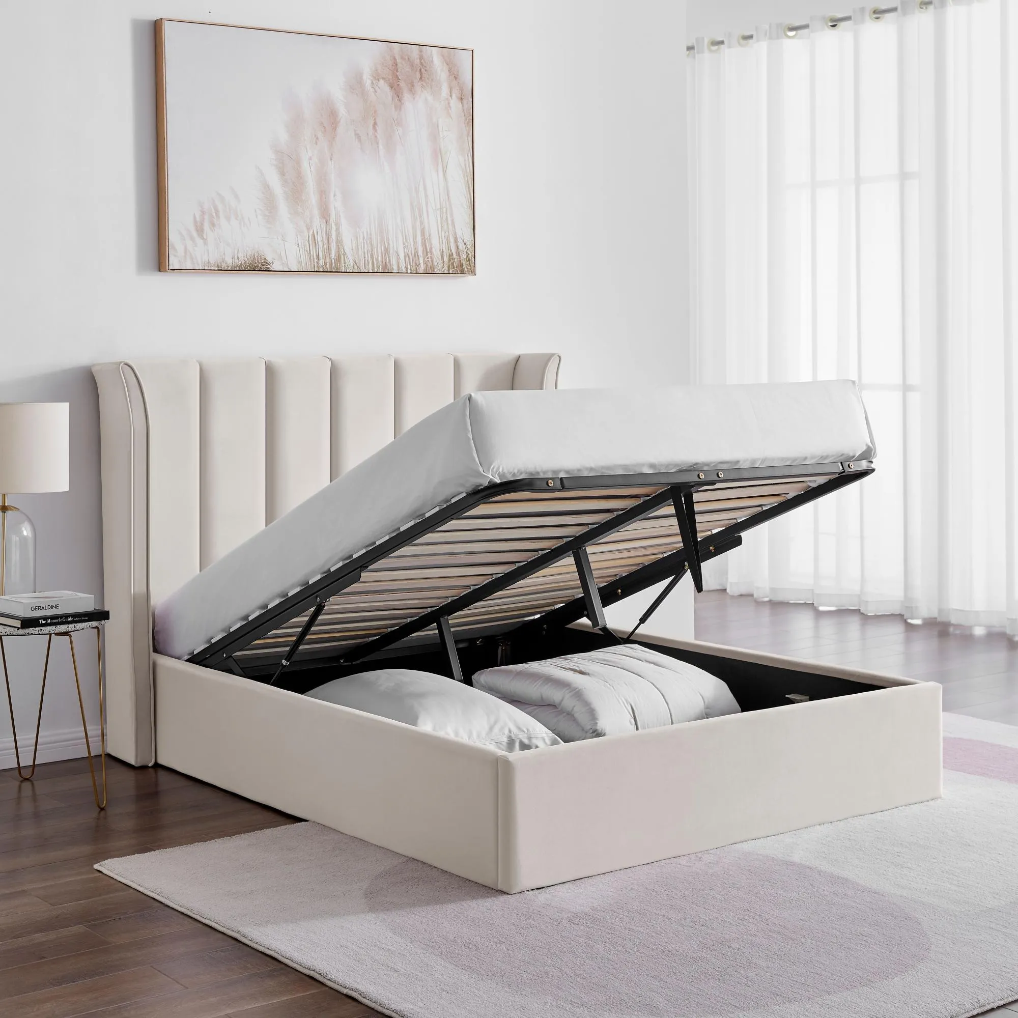 Posey Ottoman Bed with Storage - Natural, Fabric