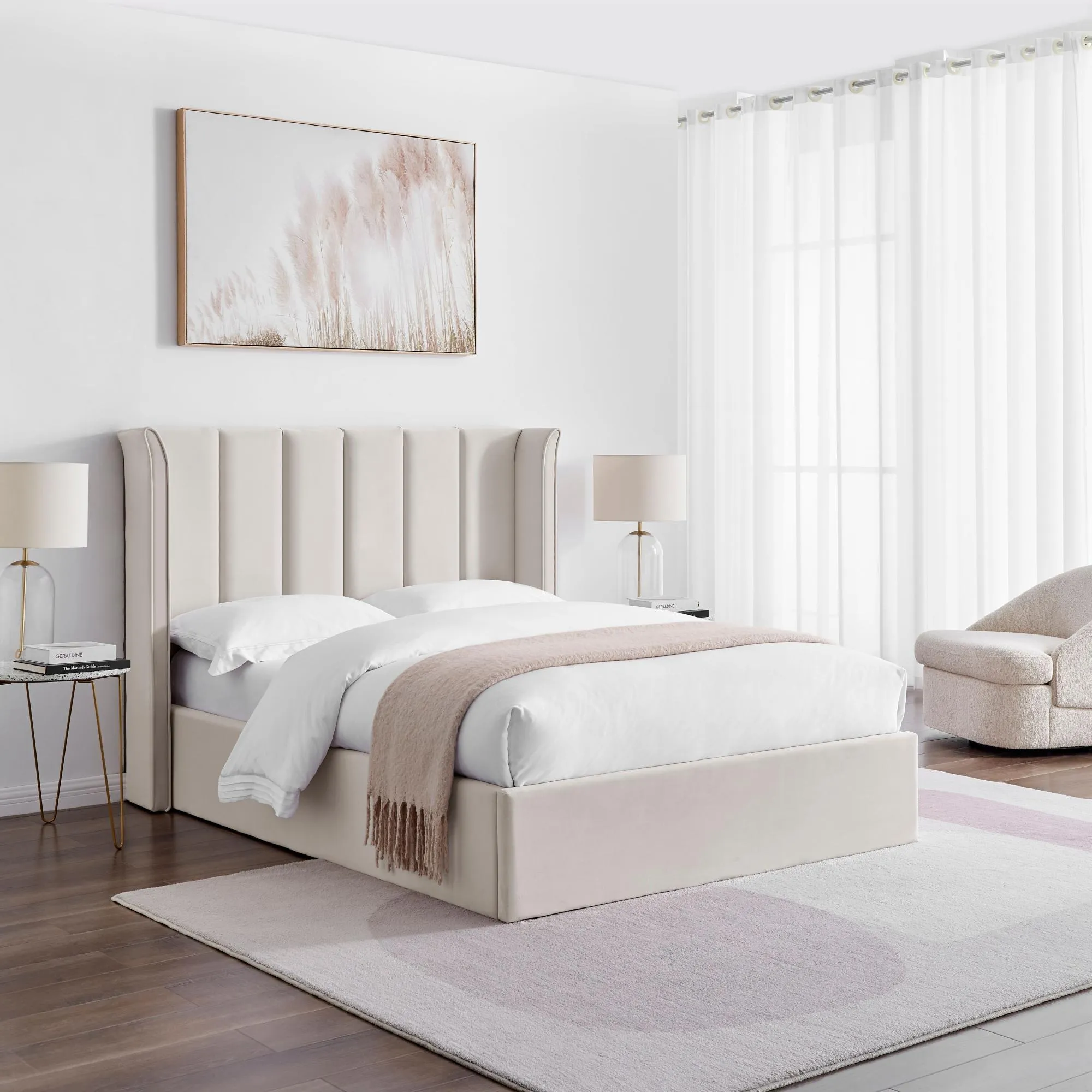 Posey Ottoman Bed with Storage - Natural, Fabric