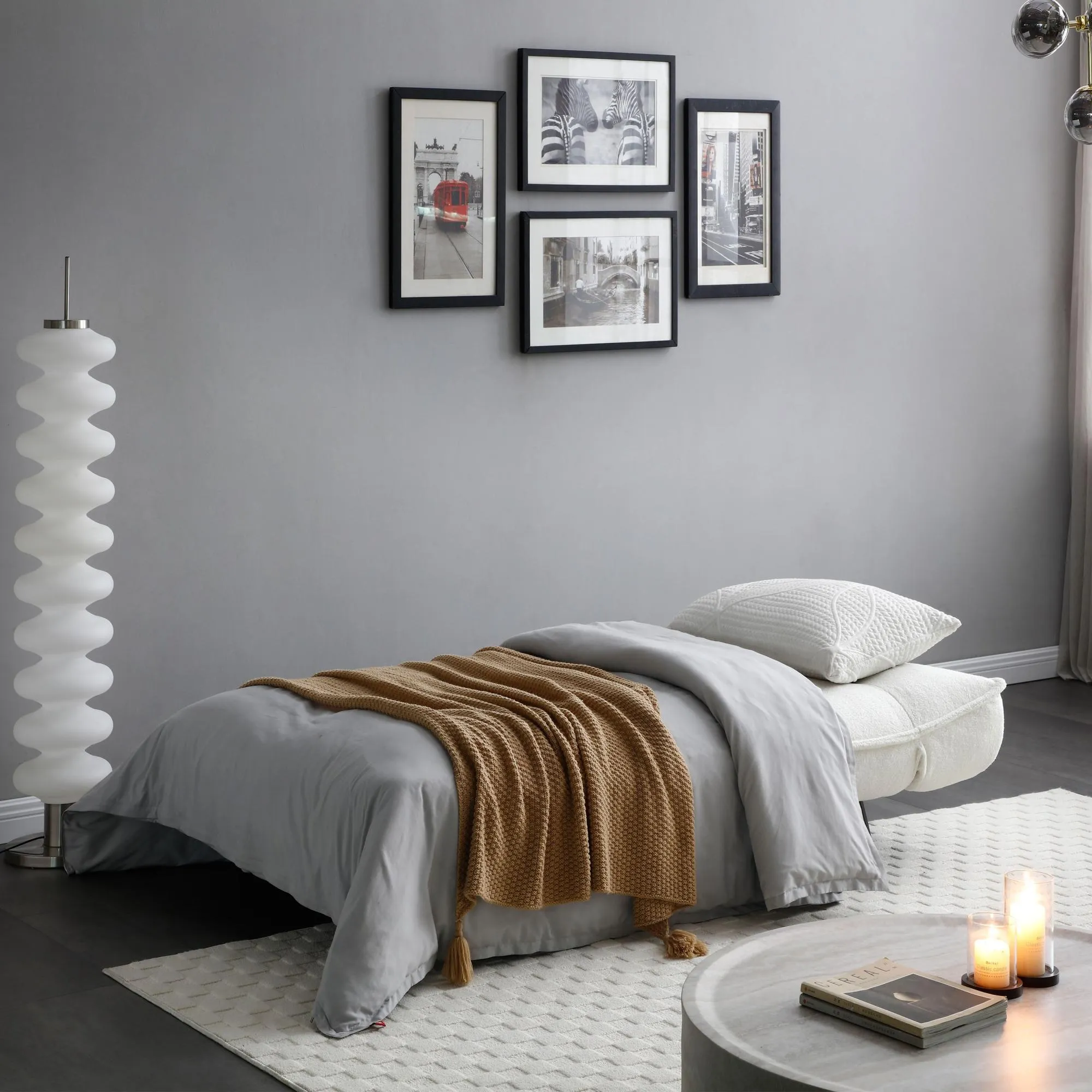 Regis 3-Seater Click Clack Sofa Bed - Cream, Fabric