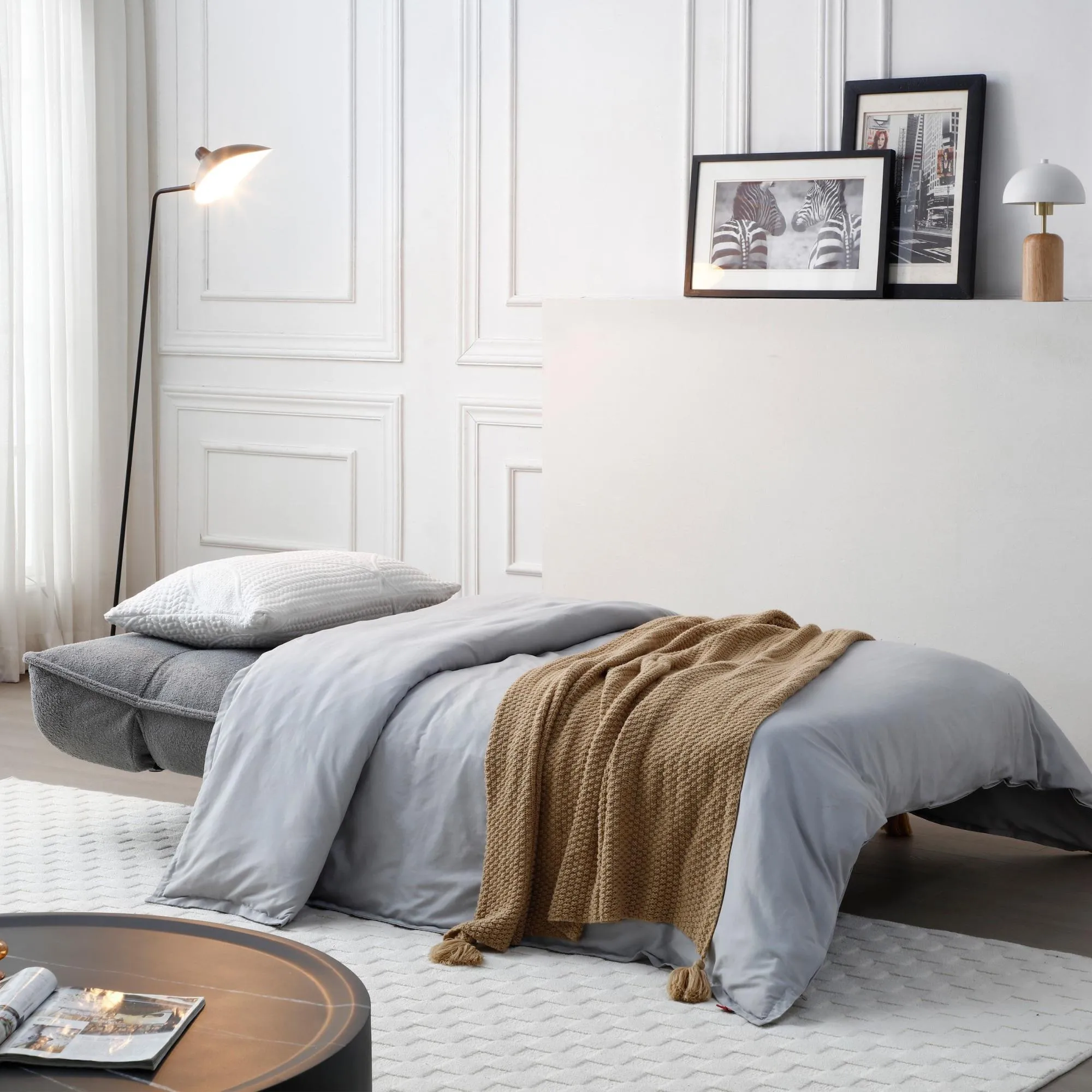 Regis 3-Seater Click Clack Sofa Bed - Grey, Fabric