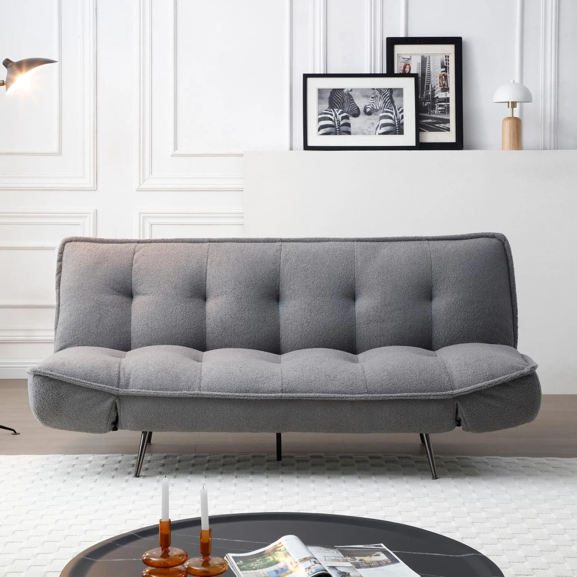 Regis 3-Seater Click Clack Sofa Bed - Grey, Fabric