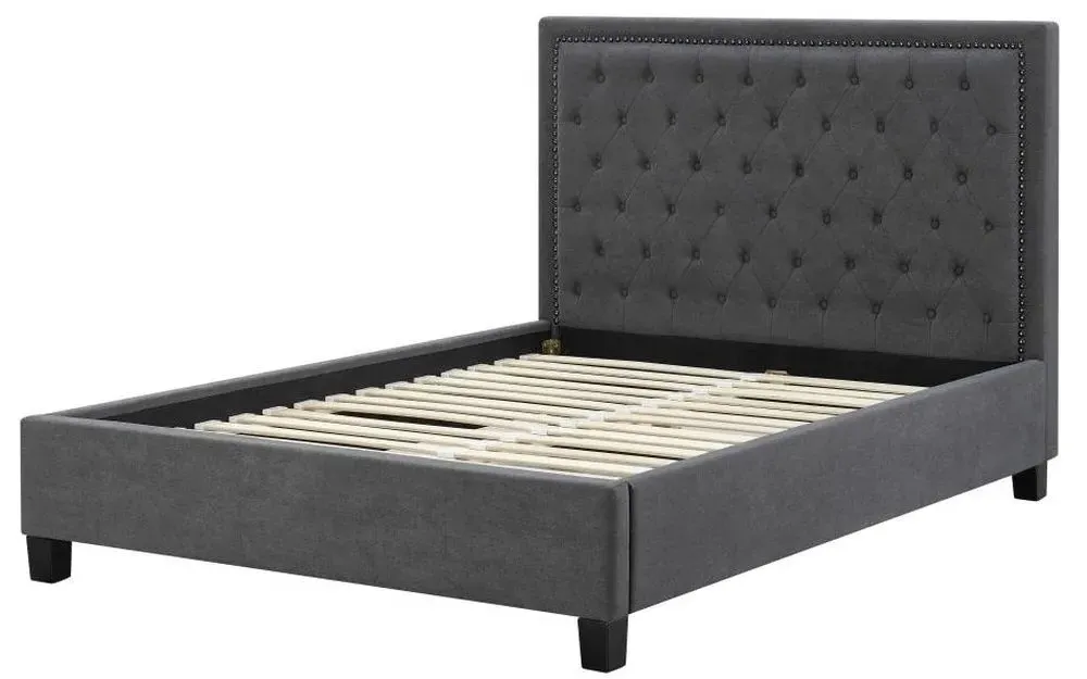 Rock Fabric Bed - Dark Grey