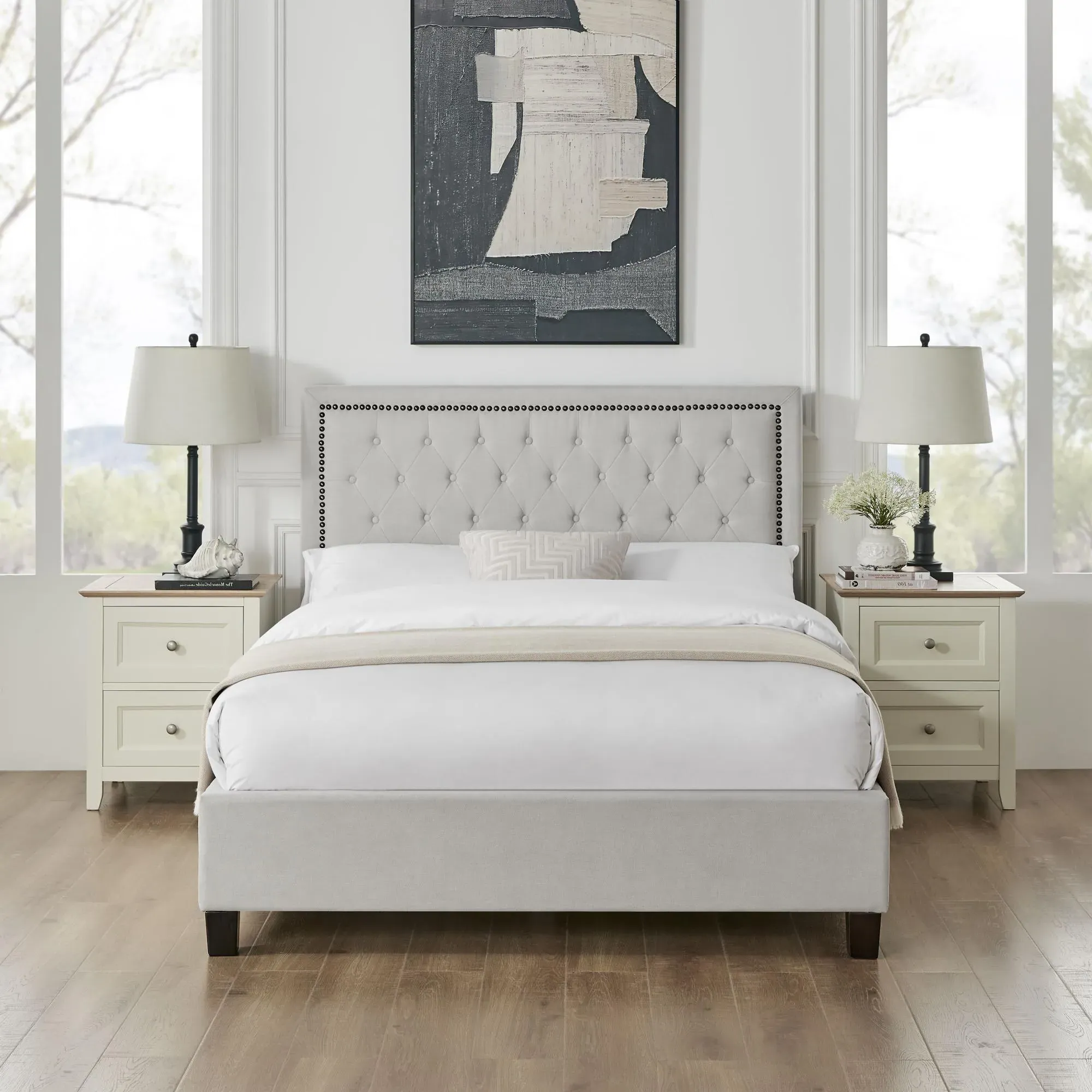 Rock Fabric Bed Frame - Natural