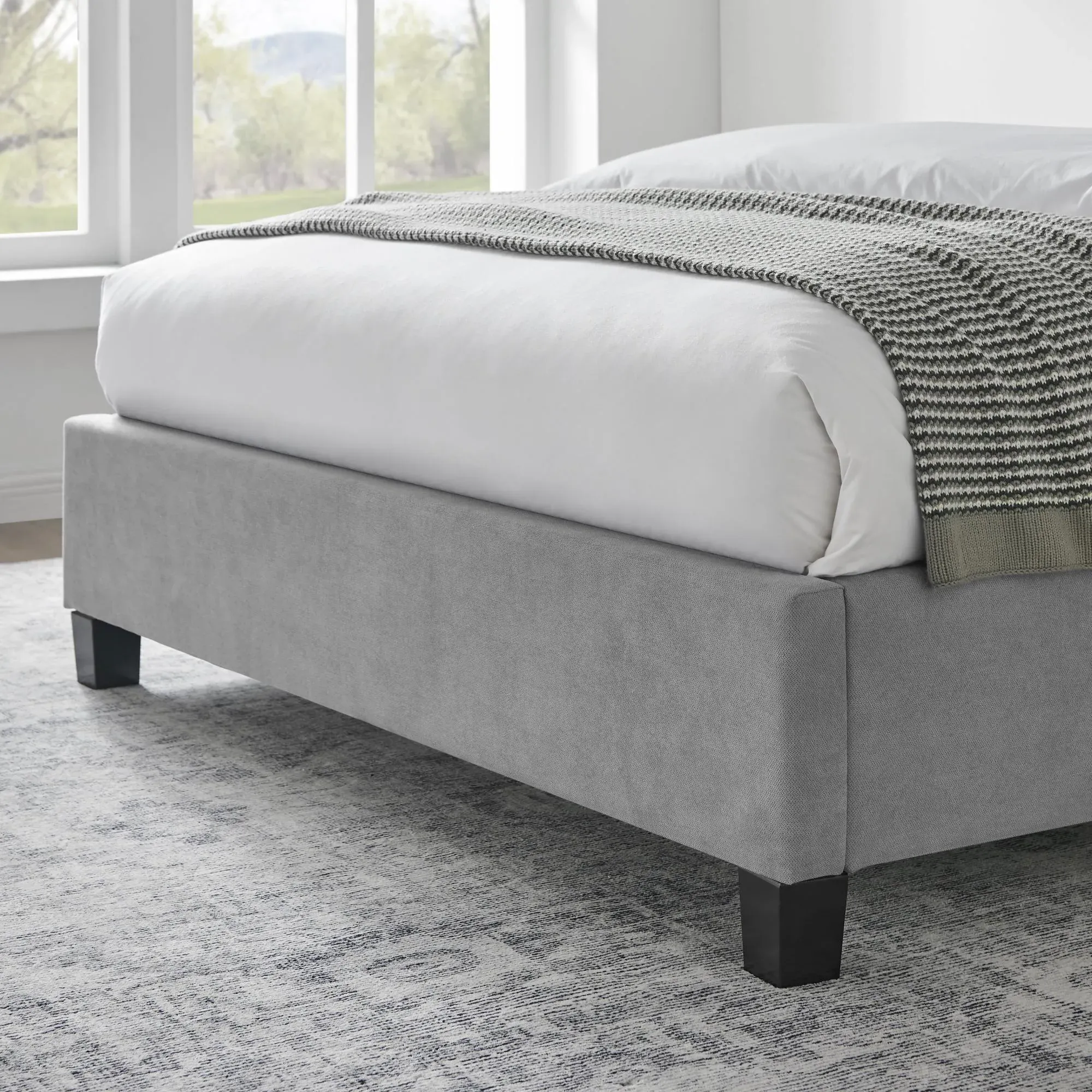 Rock Fabric Bed - Light Grey