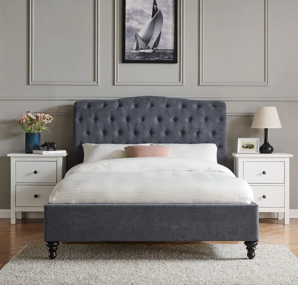 Roma Fabric Bed Frame - Dark Grey