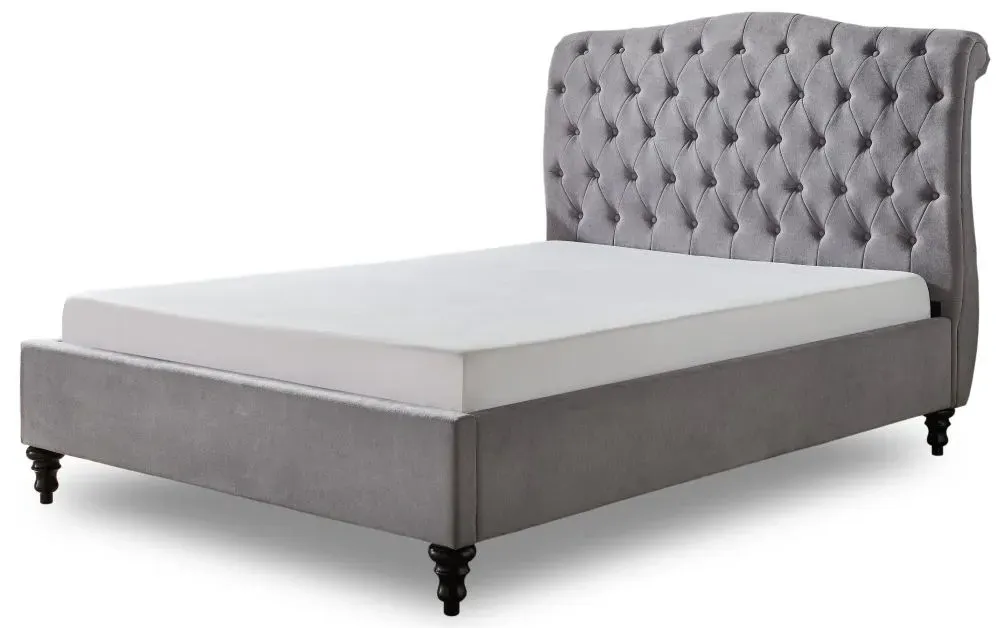 Roma Fabric Bed Frame - Dark Grey