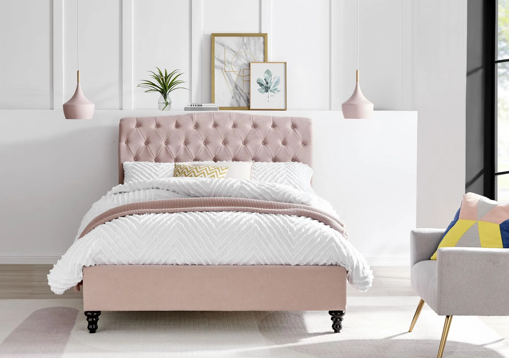 Roma Fabric Bed - Pink