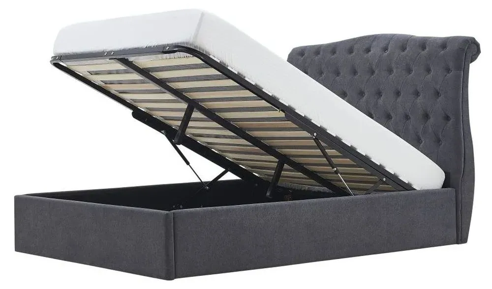 Roma Fabric Ottoman Bed with Storage - Dark Grey