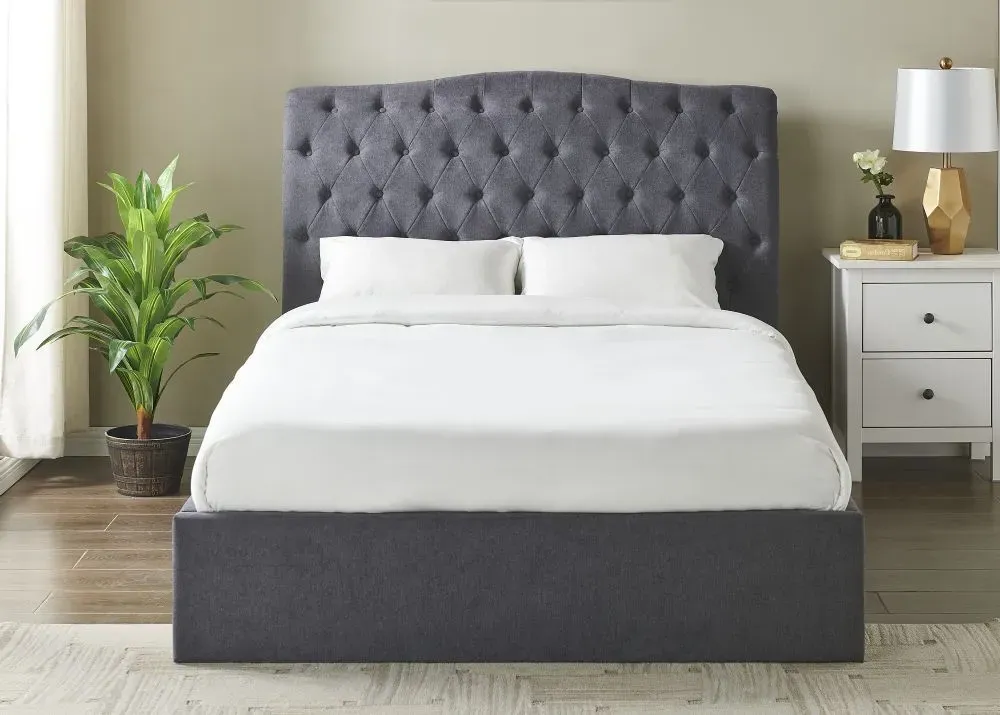 Roma Fabric Ottoman Bed with Storage - Dark Grey