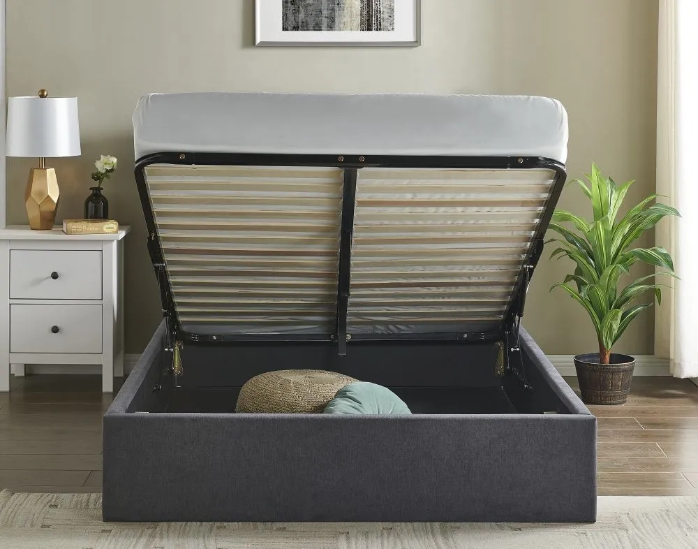 Roma Fabric Ottoman Bed with Storage - Dark Grey