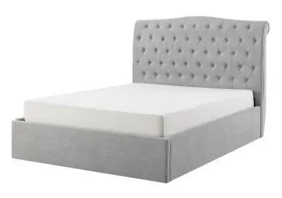 Roma Fabric Ottoman Bed with Storage - Light Grey