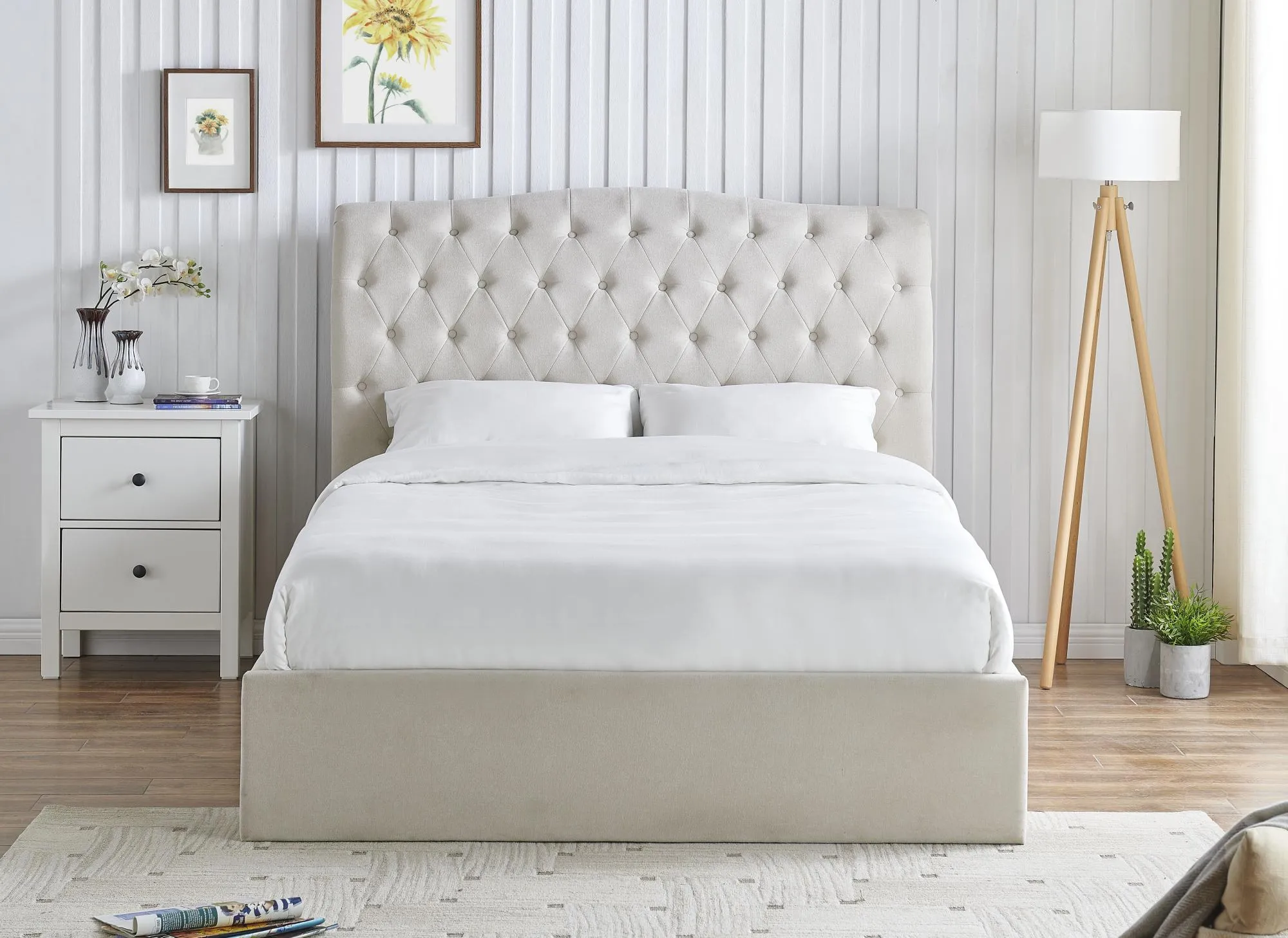 Roma Ottoman Bed - Natural, Fabric