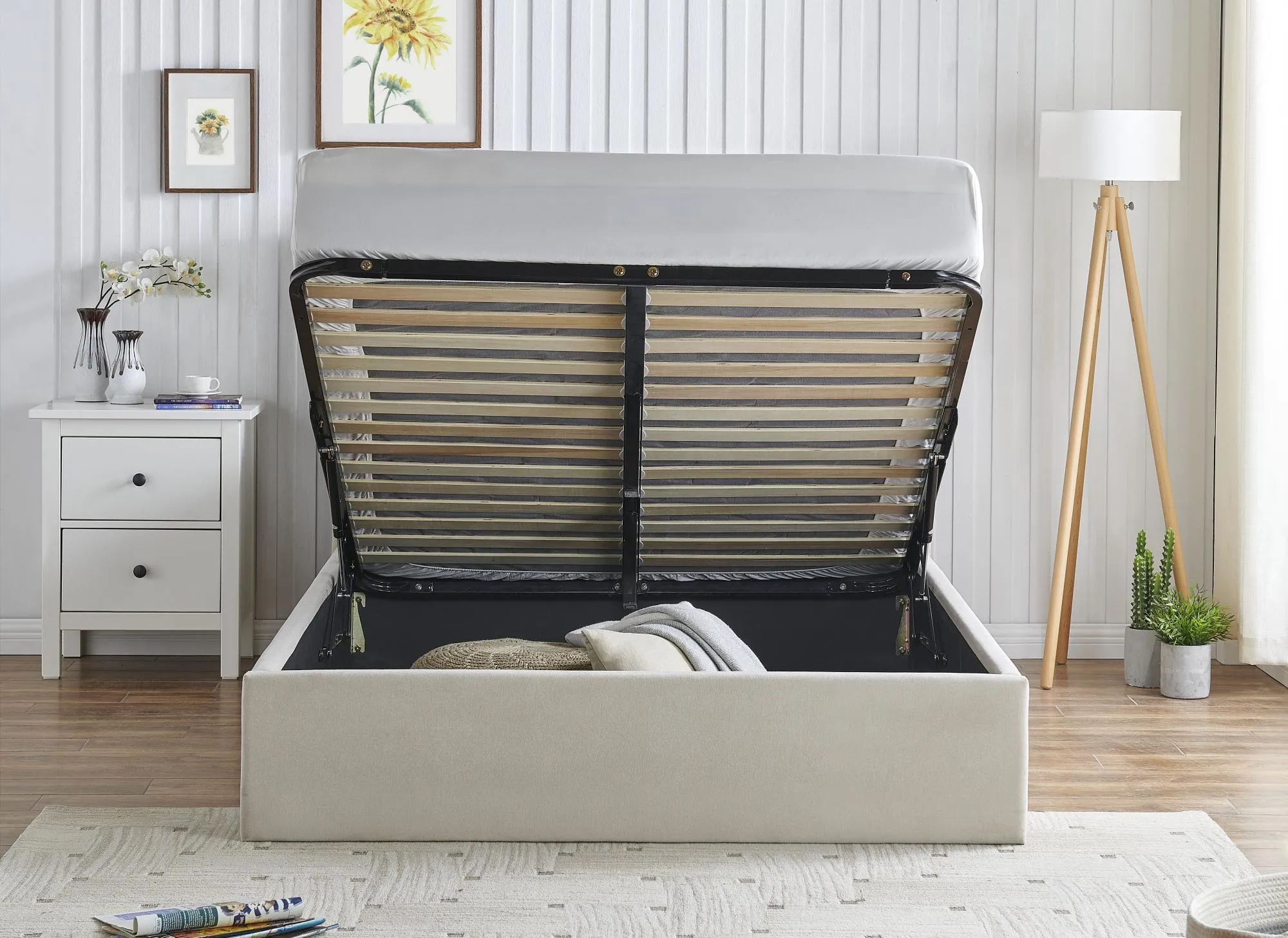 Roma Ottoman Bed - Natural, Fabric