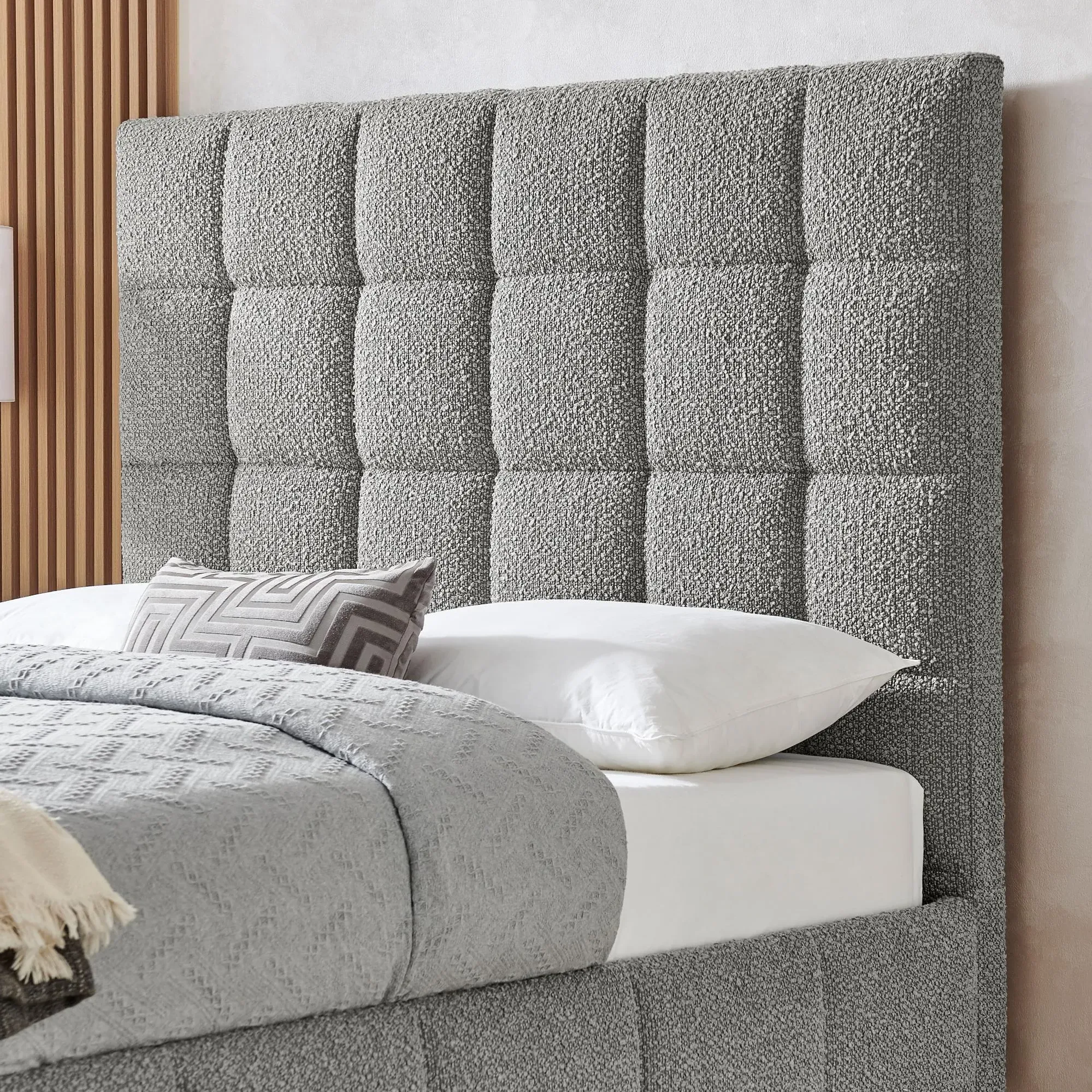 Stark Bed Frame - Dove Grey, Boucle Fabric