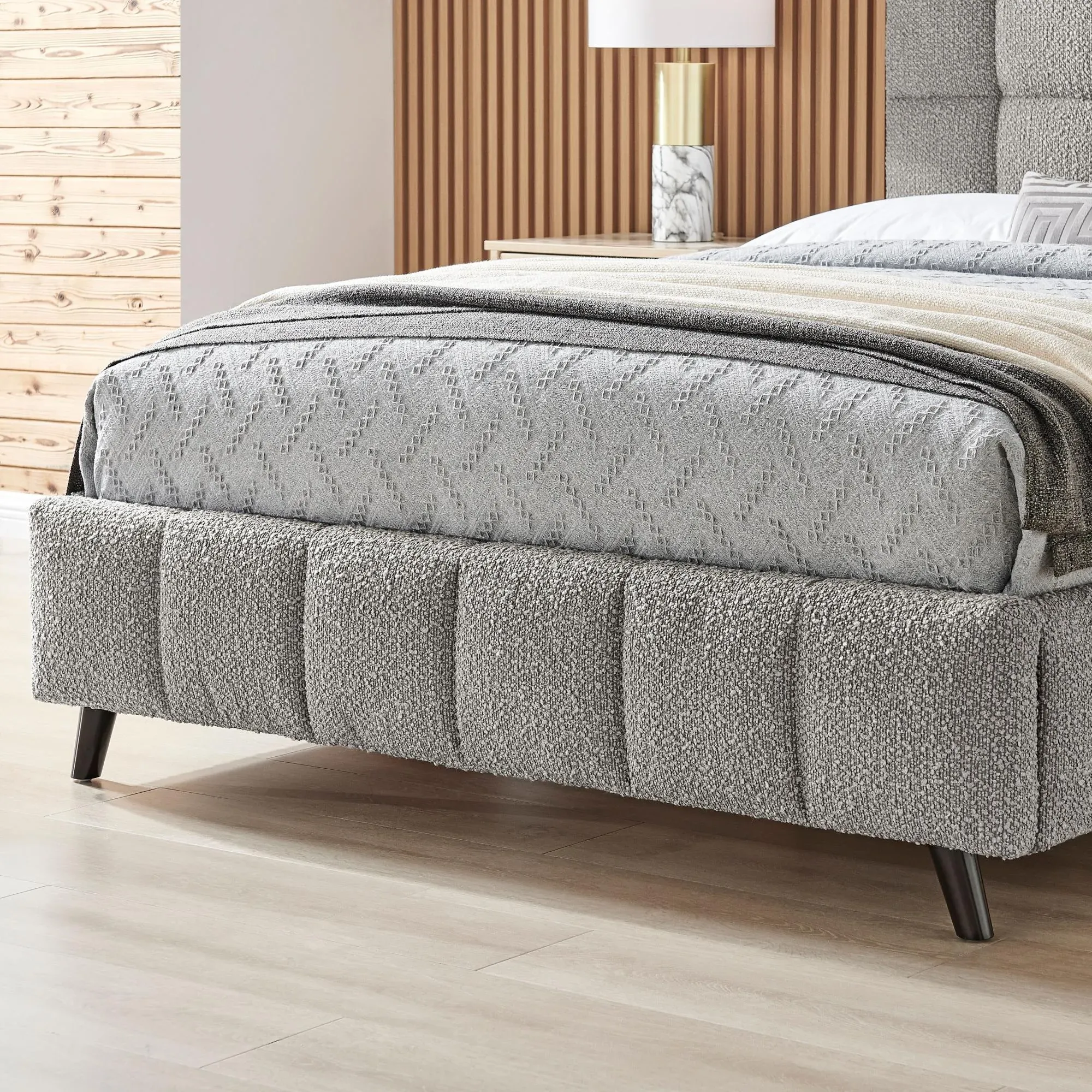 Stark Bed Frame - Dove Grey, Boucle Fabric