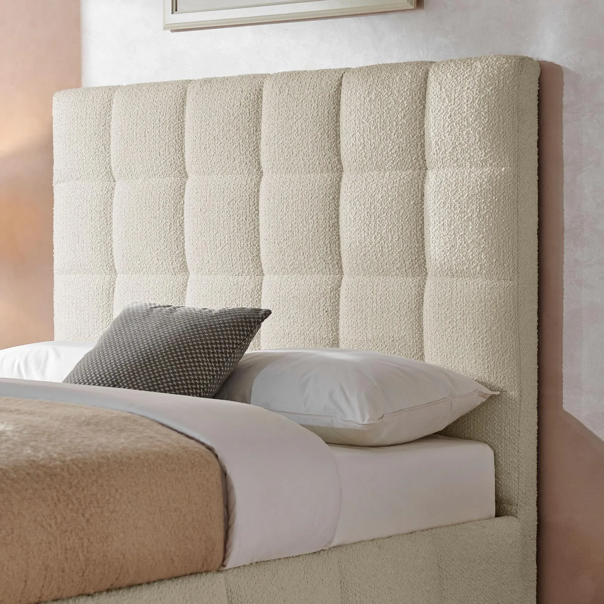 Stark Bed Frame - Ivory, Boucle Fabric