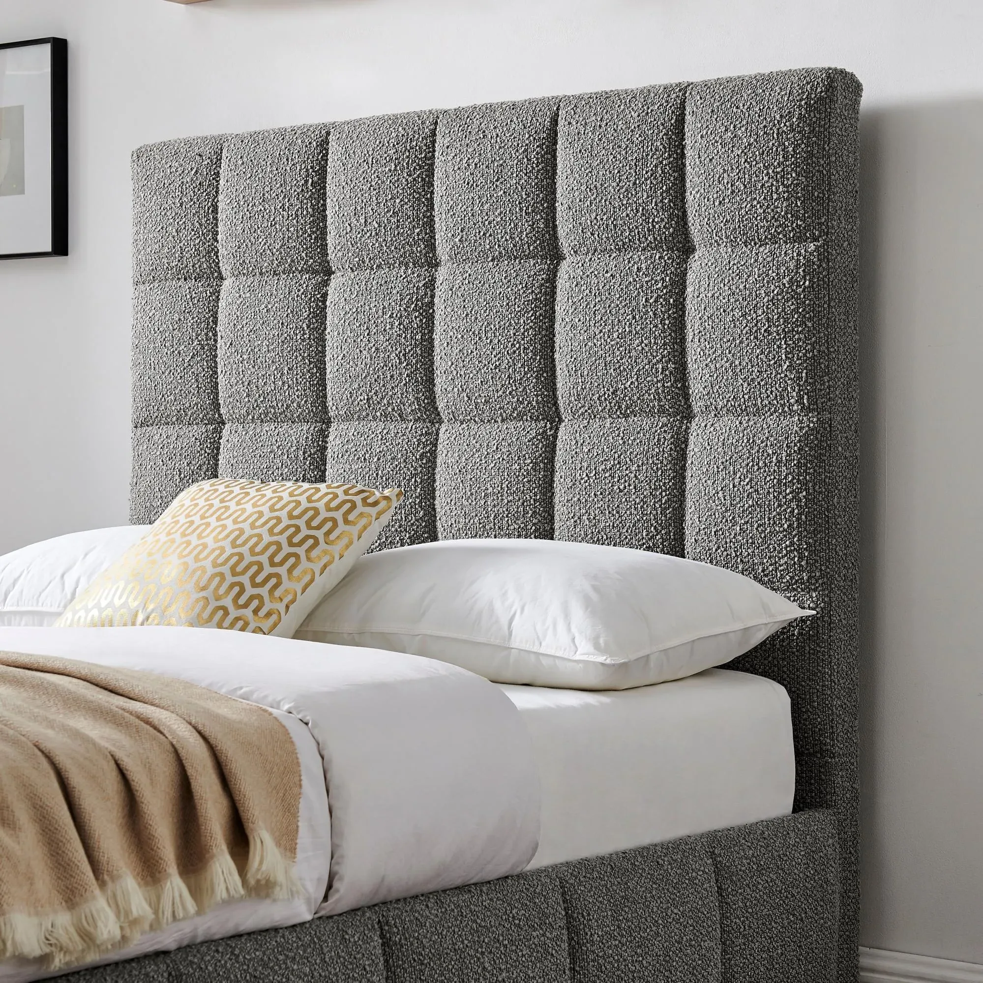 Stark Ottoman Bed - Dove Grey, Boucle Fabric