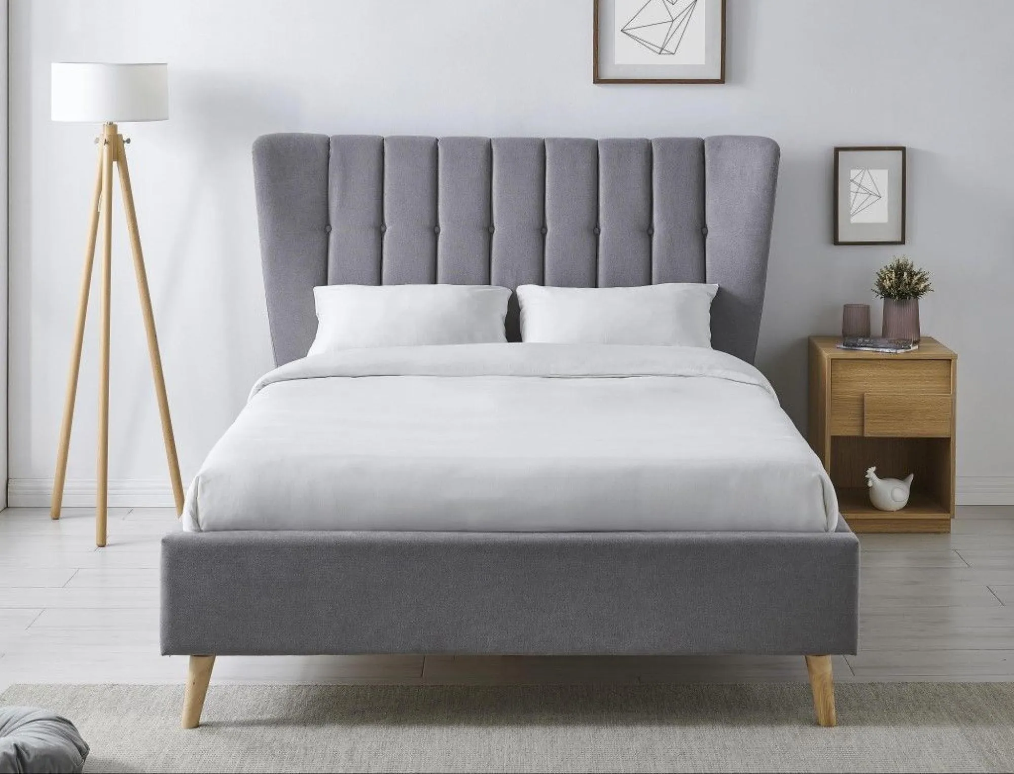 Taylor Fabric Bed - Light Grey