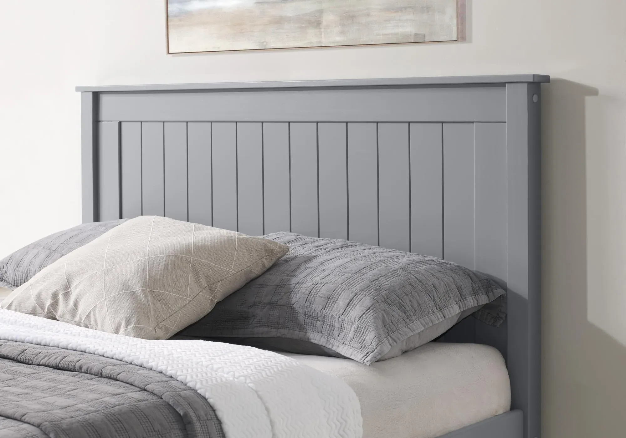 Travis High Footend Wooden Bed - Grey