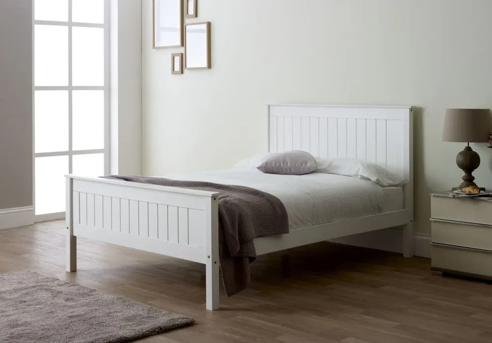 Travis High Footend Wooden Bed - White