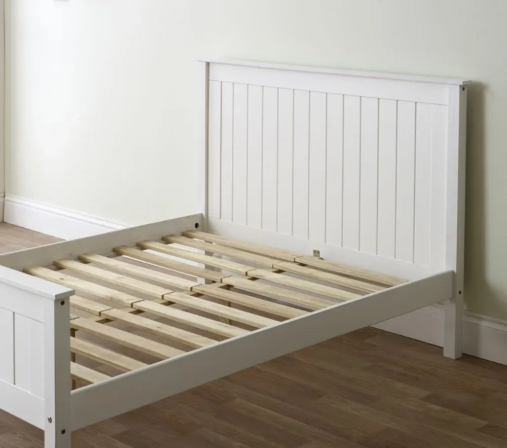Travis High Footend Wooden Bed - White