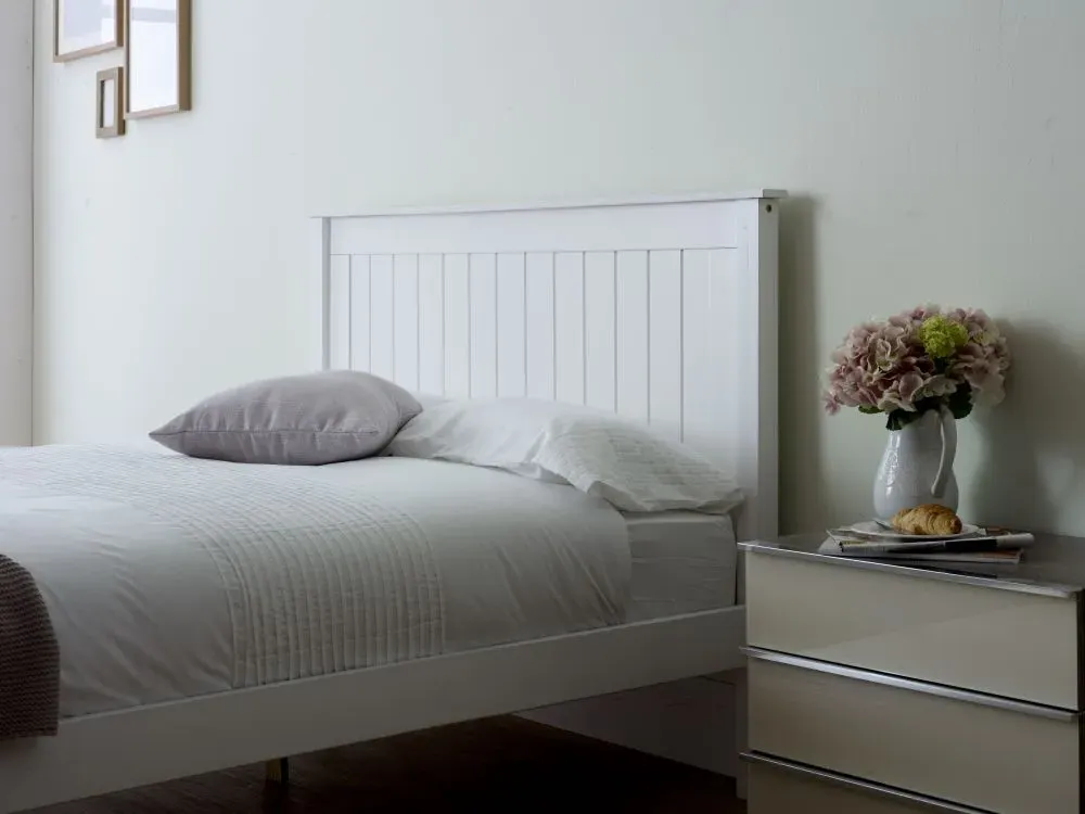Travis High Footend Wooden Bed - White