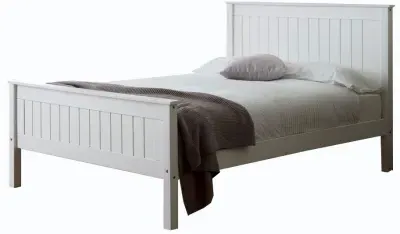 Travis High Footend Wooden Bed - White