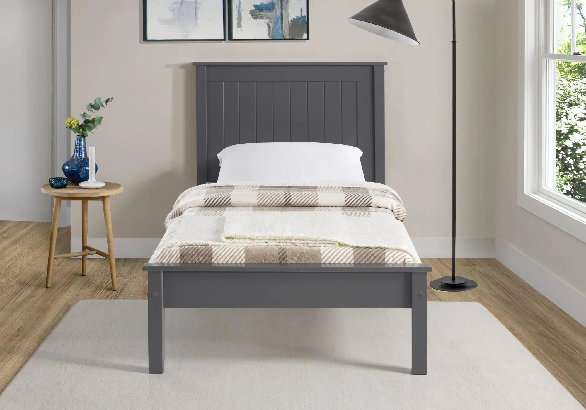 Travis Low Footend Bed Frame - Dark Grey, Wood