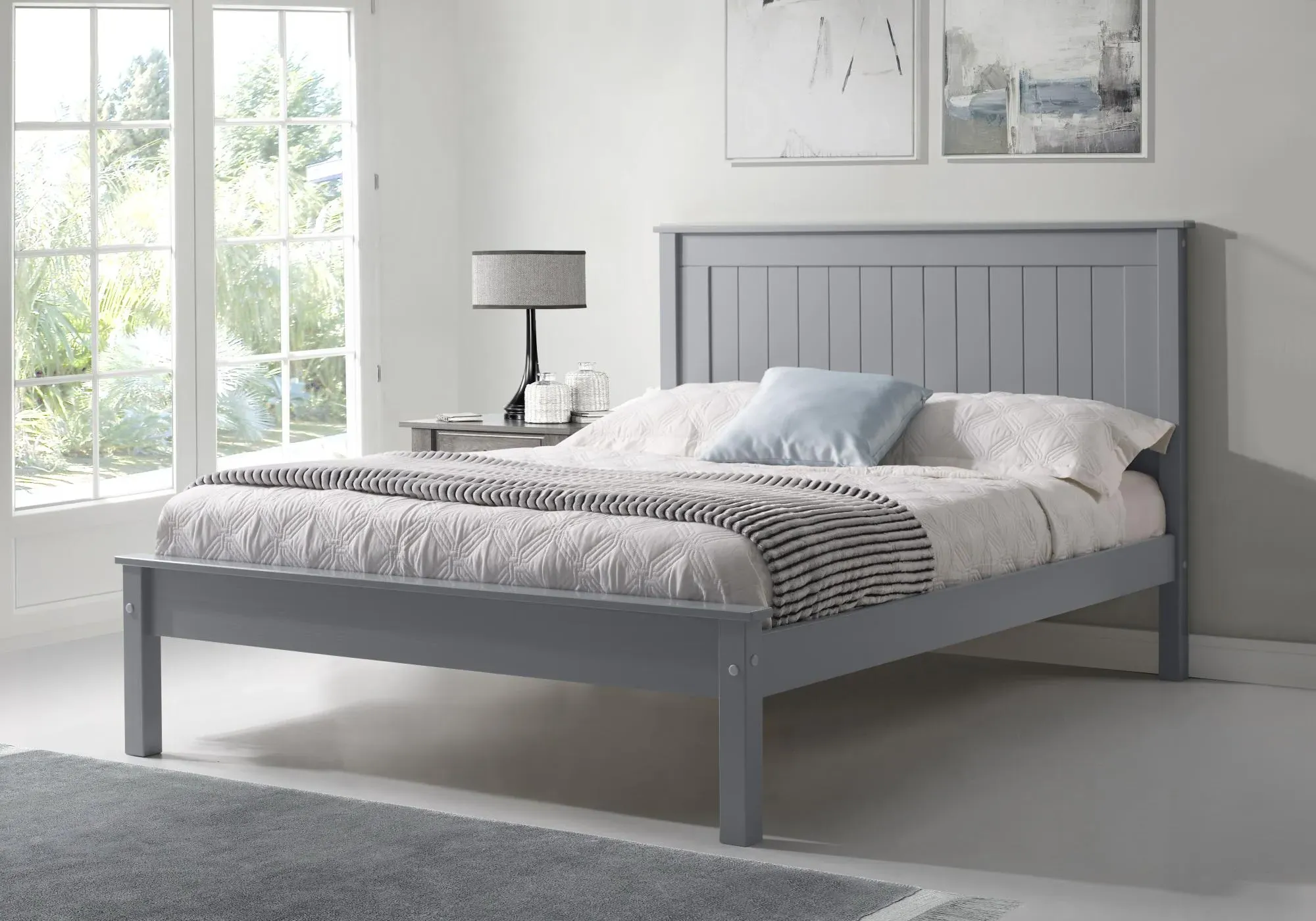 Travis Low Footend Bed Frame - Grey, Wood