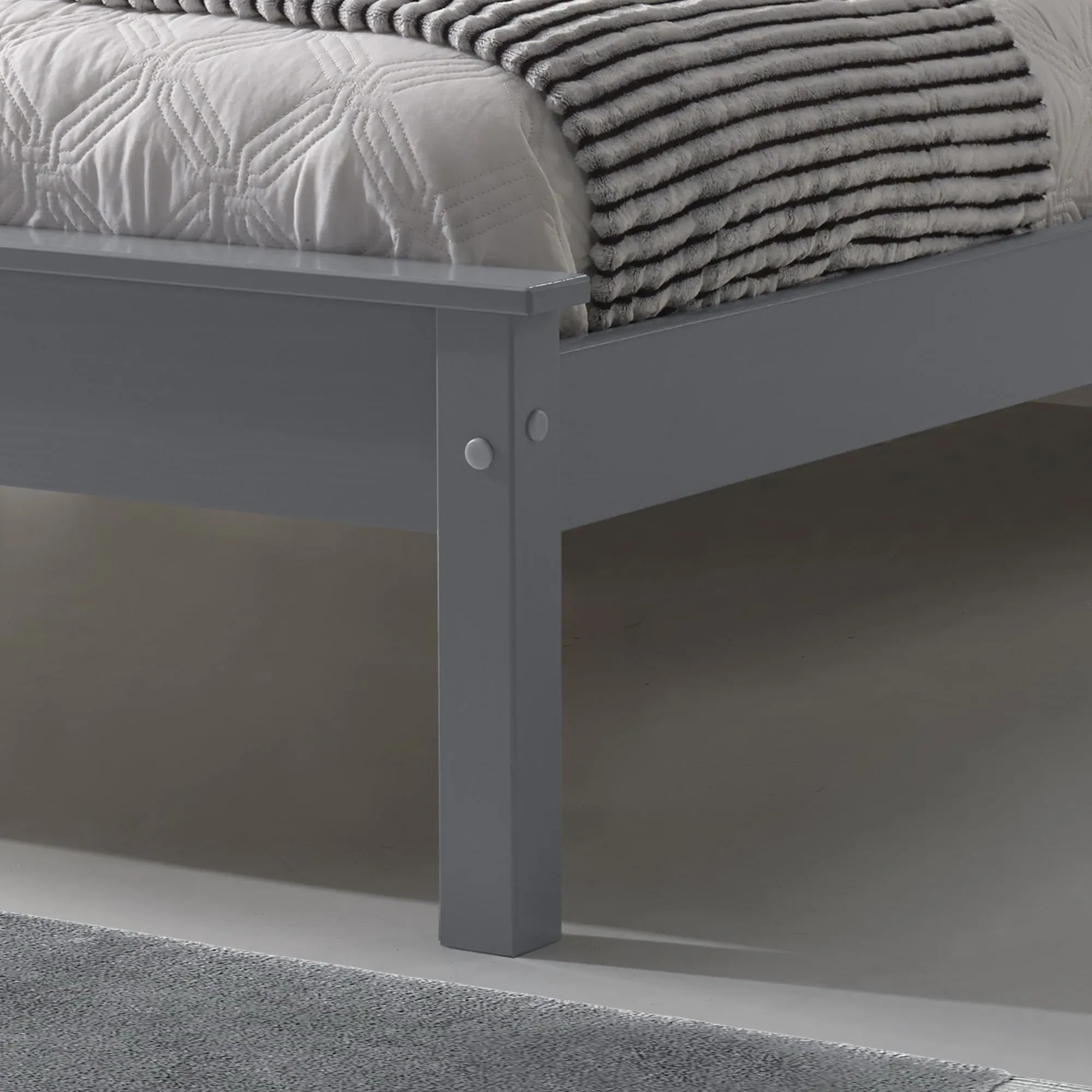 Travis Low Footend Bed Frame - Grey, Wood