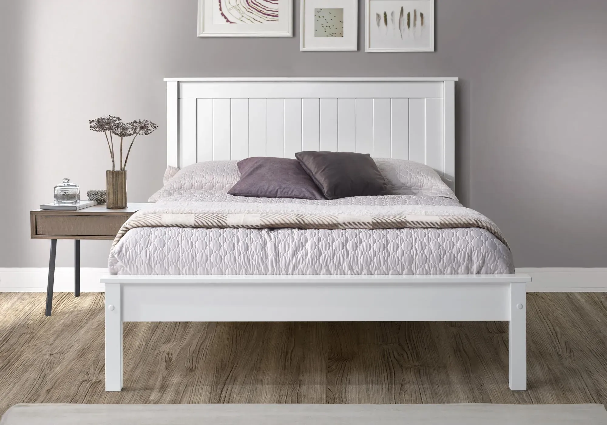 Travis Low Footend Bed Frame - White, Wood