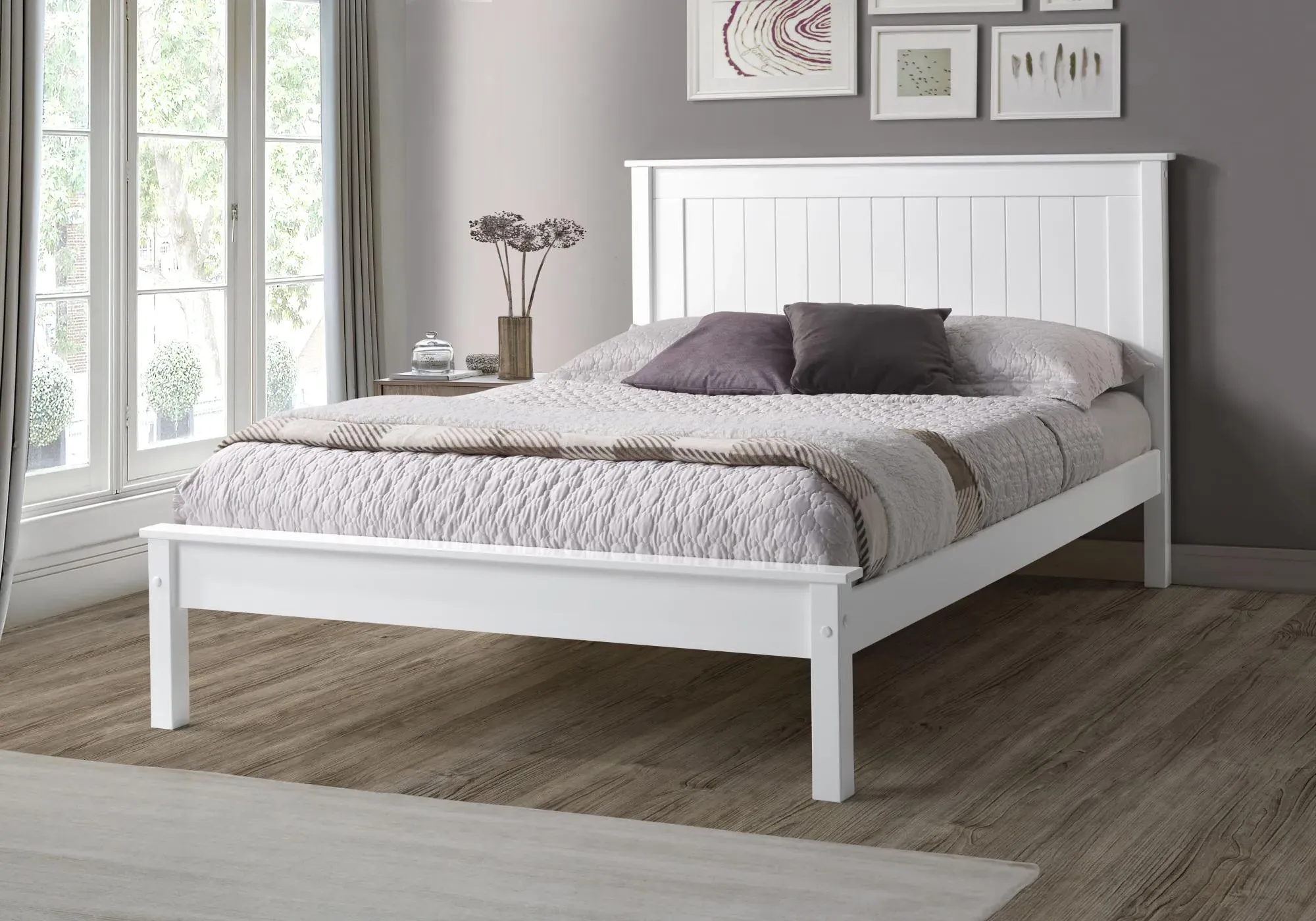 Travis Low Footend Bed Frame - White, Wood