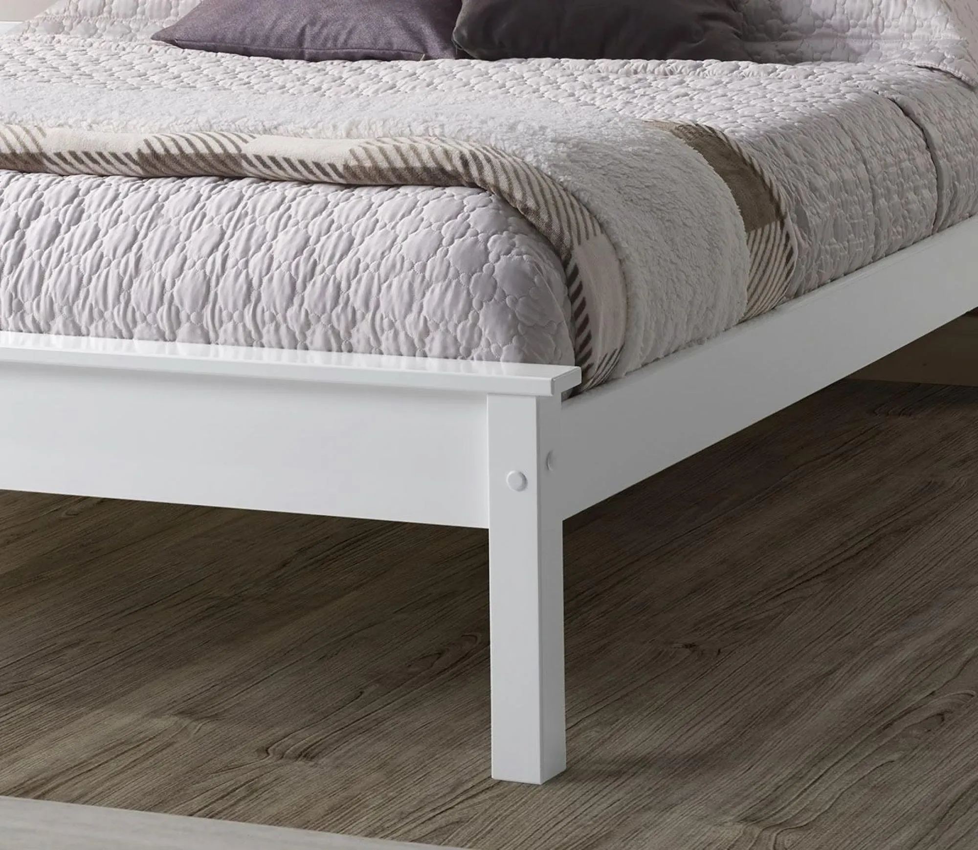 Travis Low Footend Bed Frame - White, Wood