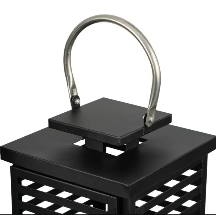 3 Lanterns Set of 2 - Black, Steel