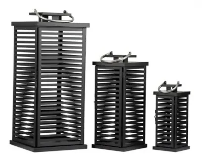 3 Lanterns Set of 2 - Black, Steel image