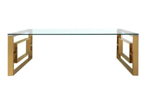 Apex Coffee Table - Gold, Tempered Glass