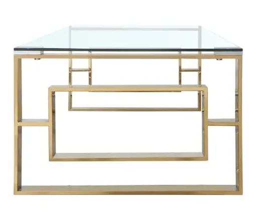 Apex Coffee Table - Gold, Tempered Glass