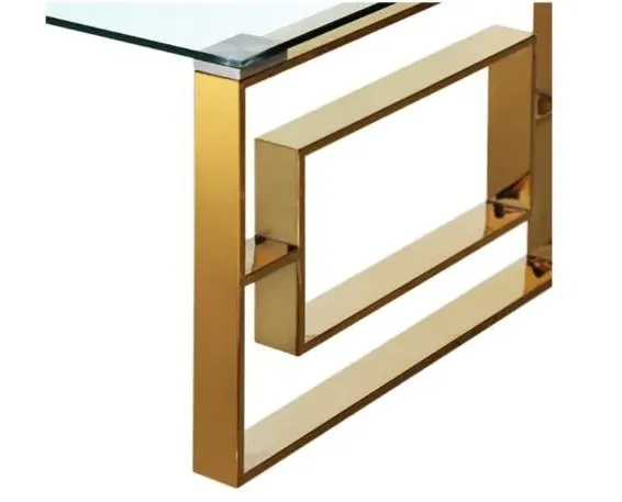 Apex Coffee Table - Gold, Tempered Glass