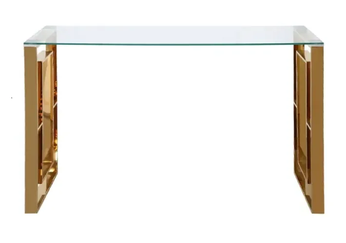 Apex Console Table - Gold, Tempered Glass