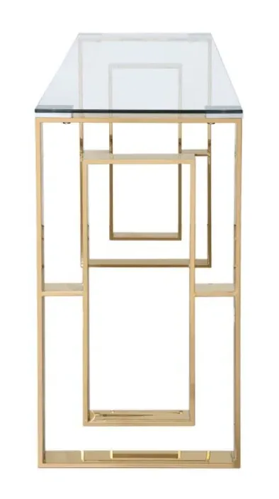 Apex Console Table - Gold, Tempered Glass