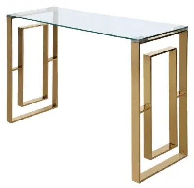Apex Console Table - Gold, Tempered Glass image