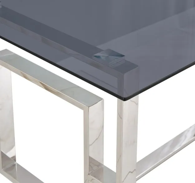 Apex Glass Dining Table - Smoked, Chrome