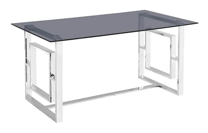 Apex Glass Dining Table - Smoked, Chrome