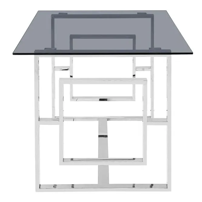 Apex Glass Dining Table - Smoked, Chrome