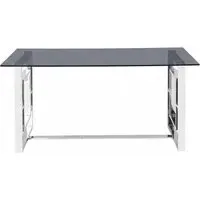 Apex Glass Dining Table - Smoked, Chrome