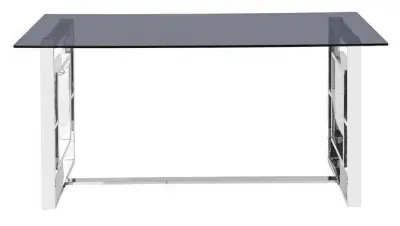 Apex Glass Dining Table - Smoked, Chrome image